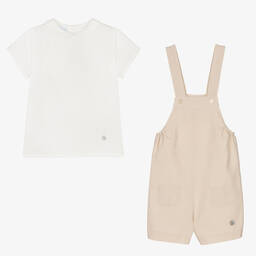 ارتيزانيا  غرانلي-طقم شورت أطفال ولادي قطن عضوي لون أبيض وبيج | Childrensalon Outlet