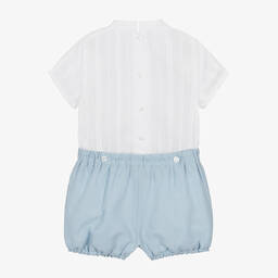 ارتيزانيا  غرانلي-بِدلة رسمية مزيج قطن وكتان لون أبيض وأزرق فاتح | Childrensalon Outlet