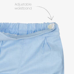 Artesanía Granlei-Boys White & Blue Organic Cotton Shorts Set | Childrensalon Outlet