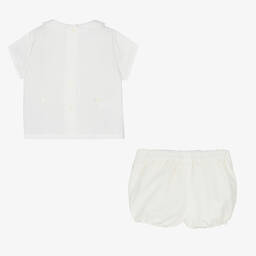 Artesanía Granlei-Boys White Cotton Buster Suit | Childrensalon Outlet