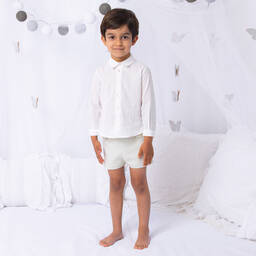 Artesanía Granlei-Boys White & Green Shorts Set | Childrensalon Outlet