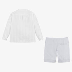 Artesanía Granlei-Белая рубашка и серые шорты из хлопка для мальчиков | Childrensalon Outlet