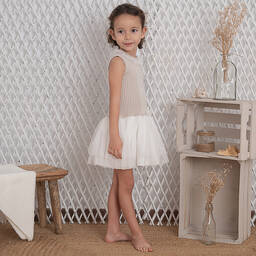 Artesanía Granlei-فستان توتو قطن وأكريليك محبوك لون بيج وعاجي | Childrensalon Outlet