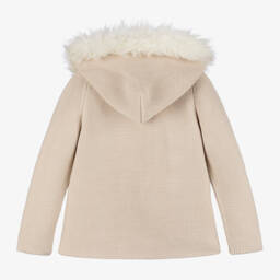 Artesanía Granlei-Girls Beige Faux Fur Trim Jacket | Childrensalon Outlet