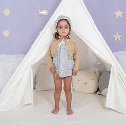 ارتيزانيا  غرانلي-كارديغان مزيج قطن محبوك لون بيج للبنات | Childrensalon Outlet