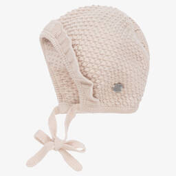 Artesanía Granlei-Girls Beige Knitted Coat & Bonnet Set | Childrensalon Outlet