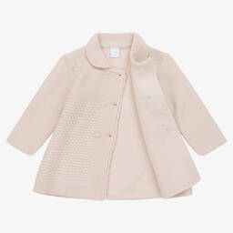 Artesanía Granlei-Girls Beige Knitted Coat & Bonnet Set | Childrensalon Outlet