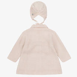 Artesanía Granlei-Girls Beige Knitted Coat & Bonnet Set | Childrensalon Outlet