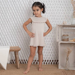 Artesanía Granlei-Girls Beige Knitted Dress | Childrensalon Outlet