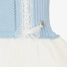 Artesanía Granlei-فستان قطن محبوك وتول لون أزرق | Childrensalon Outlet