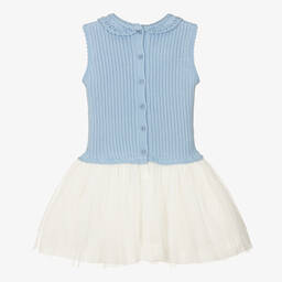 Artesanía Granlei-فستان قطن محبوك وتول لون أزرق | Childrensalon Outlet