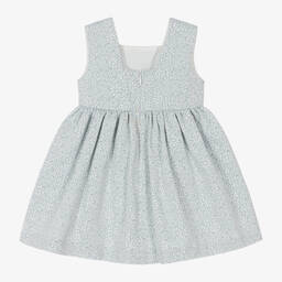 ارتيزانيا  غرانلي-فستان قطن جاكارد لون أزرق-رمادي بطبعة ورود | Childrensalon Outlet