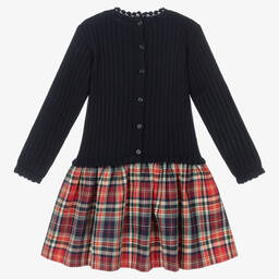 Artesanía Granlei-Синее платье в шотландскую клетку для девочек | Childrensalon Outlet