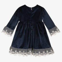 ارتيزانيا  غرانلي-فستان مخمل مزين بدانتيل لون كحلي | Childrensalon Outlet