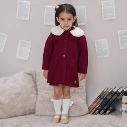 Artesanía Granlei-Girls Burgundy Red Knitted Coat | Childrensalon Outlet
