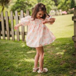 Artesanía Granlei-فستان كتان زهري للبنات | Childrensalon Outlet