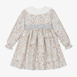 Artesanía Granlei-فستان بطبعة ورود قطن لون أزرق | Childrensalon Outlet