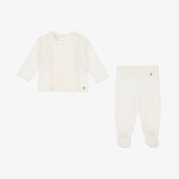 Artesanía Granlei-Girls' Cream Lace-Edged Knit Set | Childrensalon Outlet