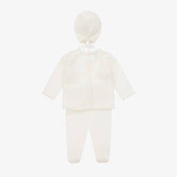 Artesanía Granlei-Girls' Cream Lace-Edged Knit Set | Childrensalon Outlet