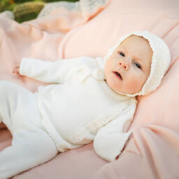Artesanía Granlei-Girls' Cream Lace-Edged Knit Set | Childrensalon Outlet