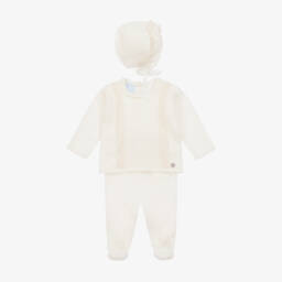 Artesanía Granlei-Girls' Cream Lace-Edged Knit Set | Childrensalon Outlet