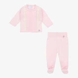 Artesanía Granlei-Girls Delicate Pink Knit Ensemble | Childrensalon Outlet
