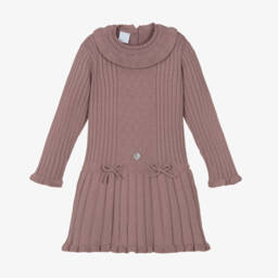 Artesanía Granlei-Girls Dusky Pink Knit Dress | Childrensalon Outlet