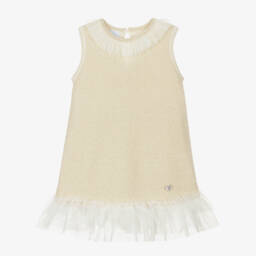 Artesanía Granlei-Girls Elegant Gold Tulle Dress | Childrensalon Outlet