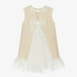 Artesanía Granlei-Girls Elegant Gold Tulle Dress | Childrensalon Outlet