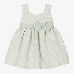 Artesanía Granlei-Girls Green Floral Jacquard Dress | Childrensalon Outlet