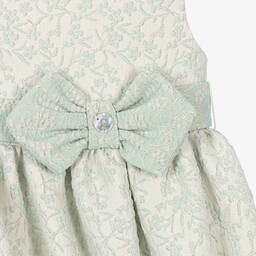 Artesanía Granlei-Girls Green Floral Jacquard Dress | Childrensalon Outlet