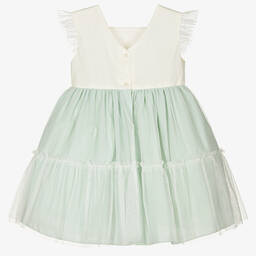 Artesanía Granlei-Girls Green & Ivory Tulle Dress | Childrensalon Outlet