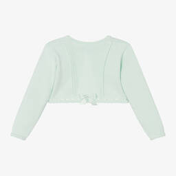 Artesanía Granlei-Girls Green Knitted Bolero Cardigan | Childrensalon Outlet