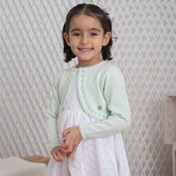 Artesanía Granlei-Girls Green Knitted Bolero Cardigan | Childrensalon Outlet