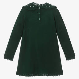 Artesanía Granlei-Girls Green Knitted Dress  | Childrensalon Outlet