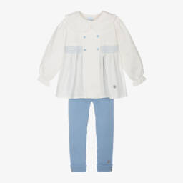 Artesanía Granlei-Girls Ivory and Sky Blue Outfit | Childrensalon Outlet