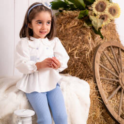 Artesanía Granlei-Girls Ivory and Sky Blue Outfit | Childrensalon Outlet