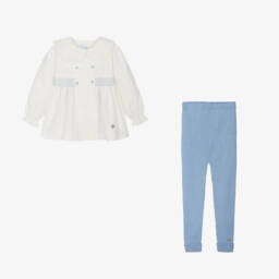 Artesanía Granlei-Girls Ivory and Sky Blue Outfit | Childrensalon Outlet
