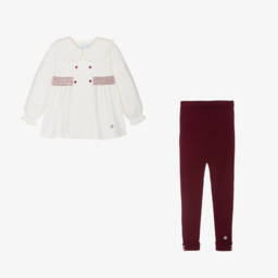 Artesanía Granlei-Girls Ivory & Burgundy Legging Ensemble | Childrensalon Outlet