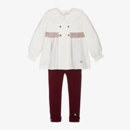Artesanía Granlei-Girls Ivory & Burgundy Legging Ensemble | Childrensalon Outlet