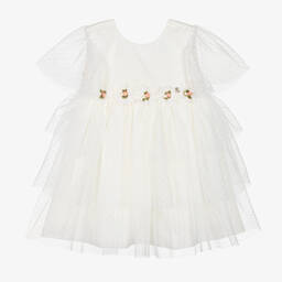 Artesanía Granlei-Girls Ivory Embroidered Tulle Dress | Childrensalon Outlet