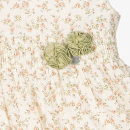 ارتيزانيا  غرانلي-فستان قطن فوال لون عاجي بطبعة ورود | Childrensalon Outlet