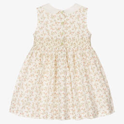 ارتيزانيا  غرانلي-فستان قطن فوال لون عاجي بطبعة ورود | Childrensalon Outlet