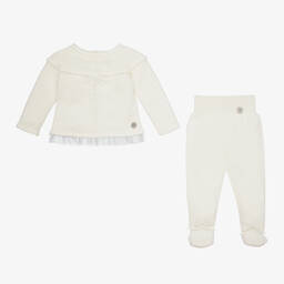 ارتيزانيا  غرانلي-طقم أفرول مزيج قطن محبوك لون عاجي | Childrensalon Outlet