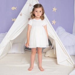 ارتيزانيا  غرانلي-فستان قطن محبوك وتول لون عاجي | Childrensalon Outlet