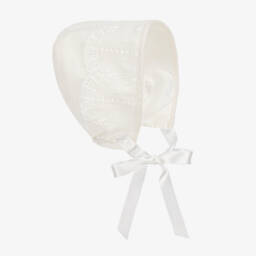 Artesanía Granlei-Girls Ivory Lace Tulle Bonnet | Childrensalon Outlet