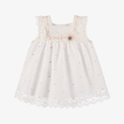 Artesanía Granlei-فستان تول عاجي ووردي بنقاط للبنات | Childrensalon Outlet