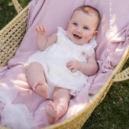 Artesanía Granlei-فستان تول عاجي ووردي بنقاط للبنات | Childrensalon Outlet