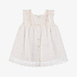 Artesanía Granlei-فستان تول عاجي ووردي بنقاط للبنات | Childrensalon Outlet