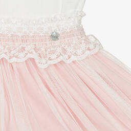 ارتيزانيا  غرانلي-طقم تنورة قطن عضوي وتول لون عاجي وزهري | Childrensalon Outlet